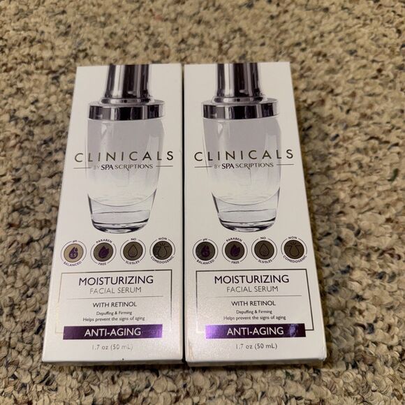 2 Clinicals By SpaScriptions 1.7 Oz Moisturizing Retinol Anti-Aging Facial Serum - Picture 1 of 2